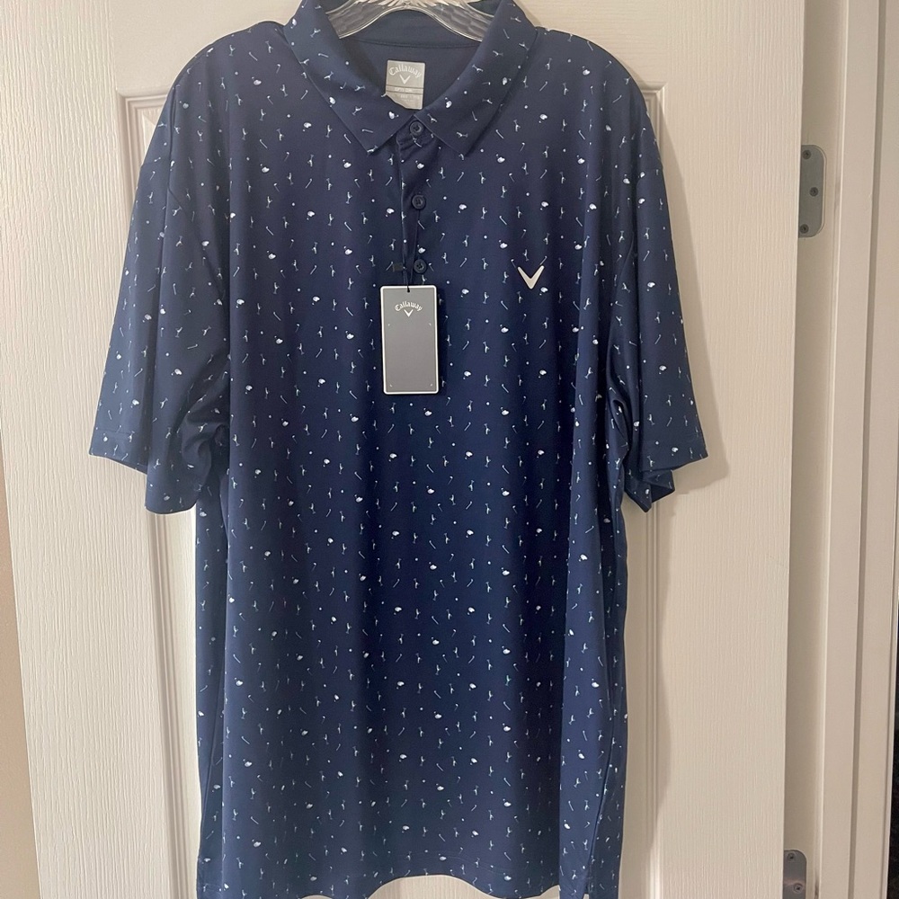 Callaway Dark Blue Polo with Light Patterns